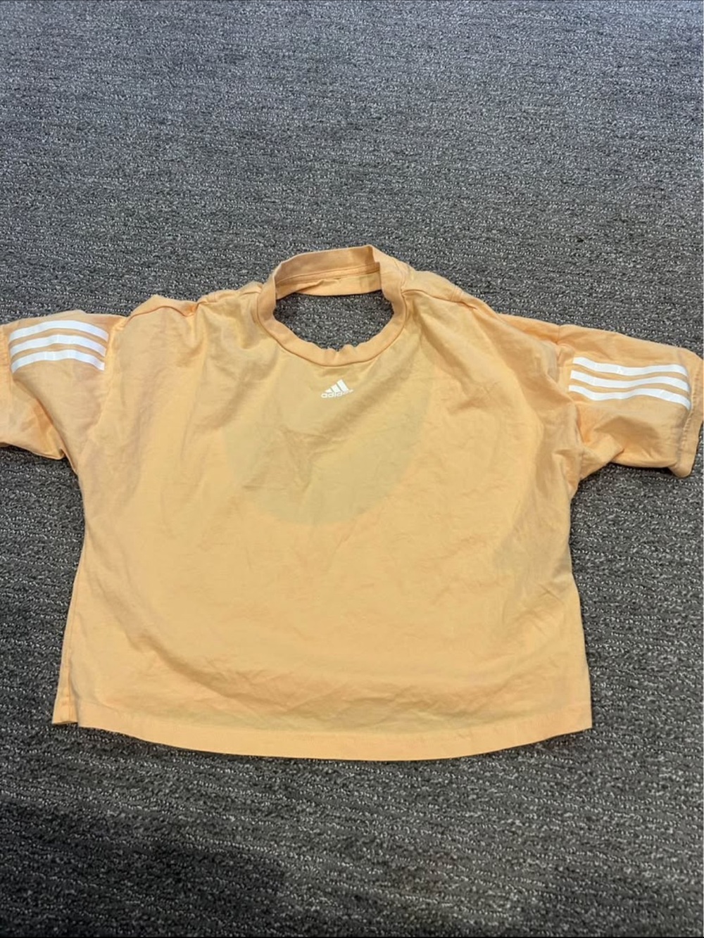 adidas Kids Peach Short-Sleeve Tee with White Stripes